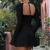 Sexy Y2K lace-up corset mini dress with long sleeves – women’s fashion