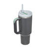 40oz insulated travel tumbler with lid, handle, and straw – stainless steel mug