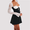 Sexy Y2K lace-up corset mini dress with long sleeves – women’s fashion