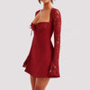 Sexy Y2K lace-up corset mini dress with long sleeves – women’s fashion