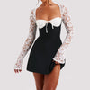 Sexy Y2K lace-up corset mini dress with long sleeves – women’s fashion