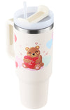 40oz insulated travel tumbler with lid, handle, and straw – stainless steel mug