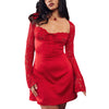 Sexy Y2K lace-up corset mini dress with long sleeves – women’s fashion

