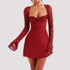 Sexy Y2K lace-up corset mini dress with long sleeves – women’s fashion

