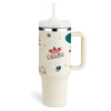 40oz insulated travel tumbler with lid, handle, and straw – stainless steel mug