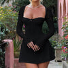 Sexy Y2K lace-up corset mini dress with long sleeves – women’s fashion

