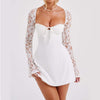 Sexy Y2K lace-up corset mini dress with long sleeves – women’s fashion


