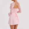 Sexy Y2K lace-up corset mini dress with long sleeves – women’s fashion

